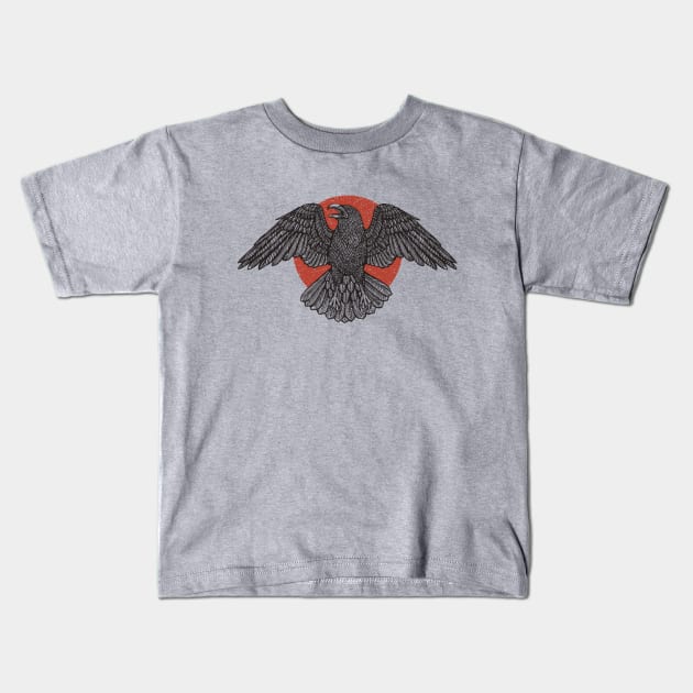 Rising Sun And Raven Kids T-Shirt by Dima Kruk